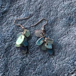 Handmade Earrings Blue Beads on Sterling Silver